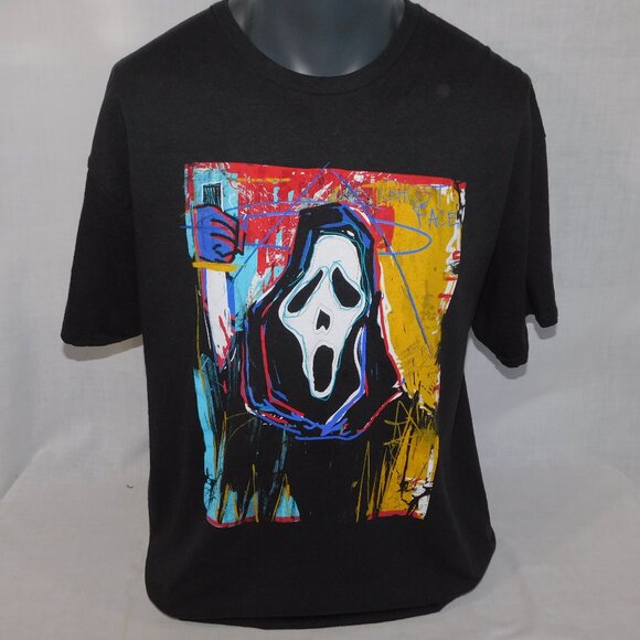 The ICON of Halloween GHOST FACE Mens XL Black Graffiti Graphic T Shirt - Picture 1 of 6